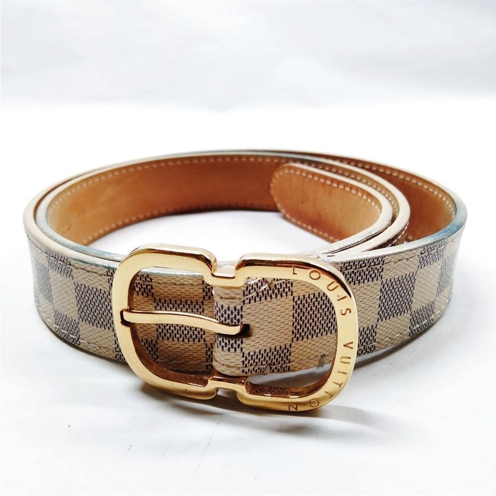 Louis Vuitton Azure Damier Canvas LV Mini Tresor Belt Size 75/30 Auth